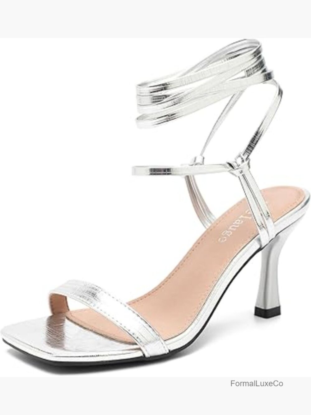Lace Up Heels Sandals Square Open Toe Strappy Heeled Kitten Heels Ankle Wrap